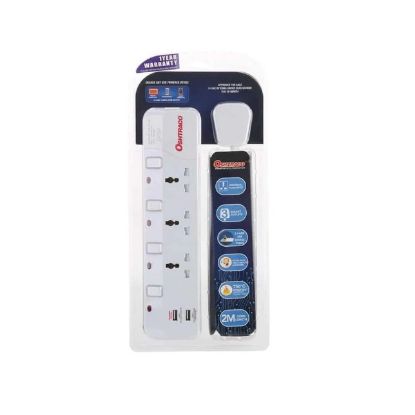 Picture of Oshtraco 3 Way Universal Extension Socket 2Mtr & Dual USB 1pc