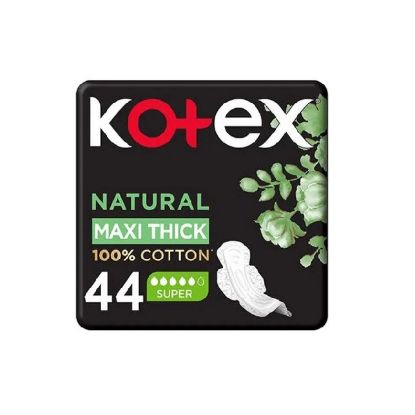 Picture of Kotex Natural Maxi Protect Thick Pads, 100% Cotton Pad, Super Size with Wings, 44 Sanitary Pads