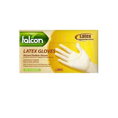 Picture of Falcon Latex Disposable Gloves Large, Pack of 100